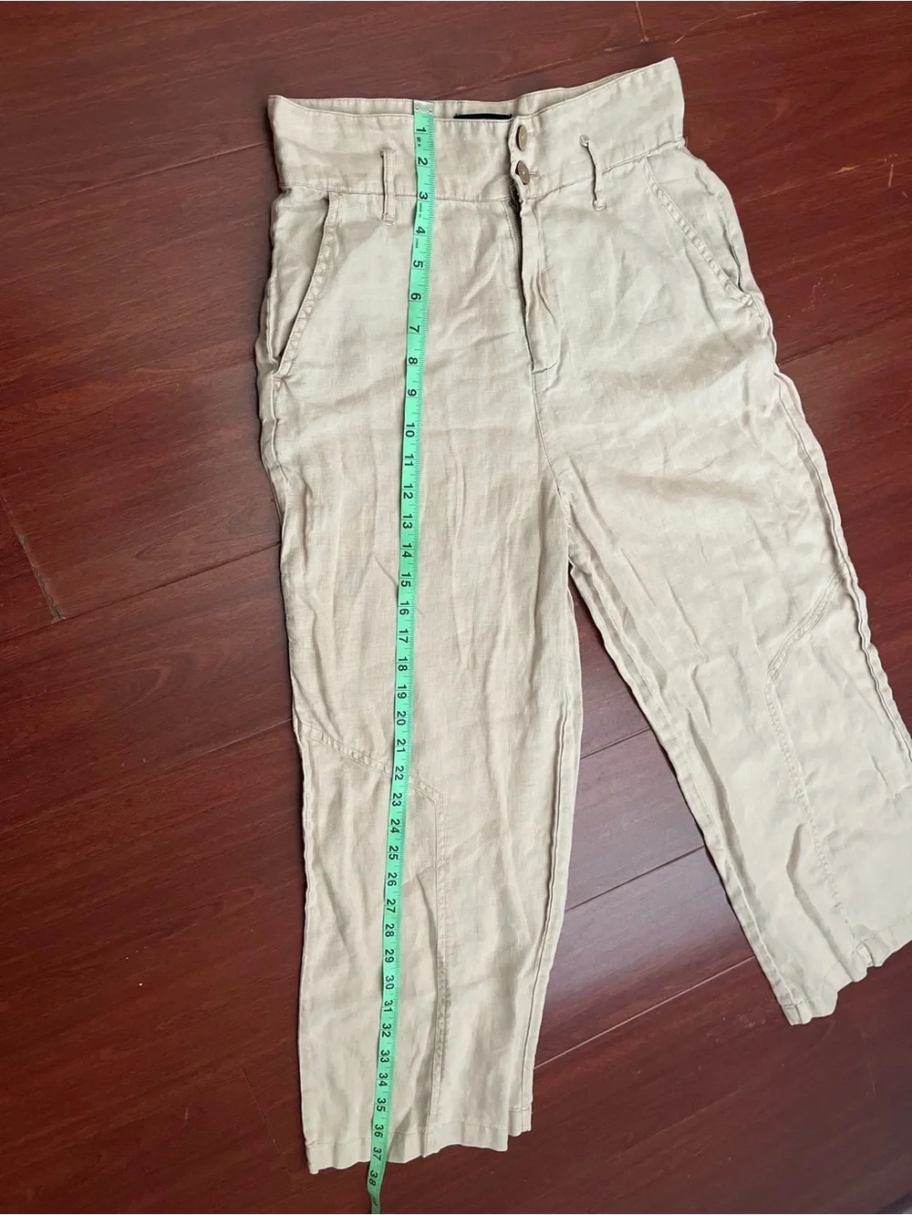 Nicole Miller 100% linen women’s Linen-Blend Chinos in Pale Pink - Picture 8 of 8